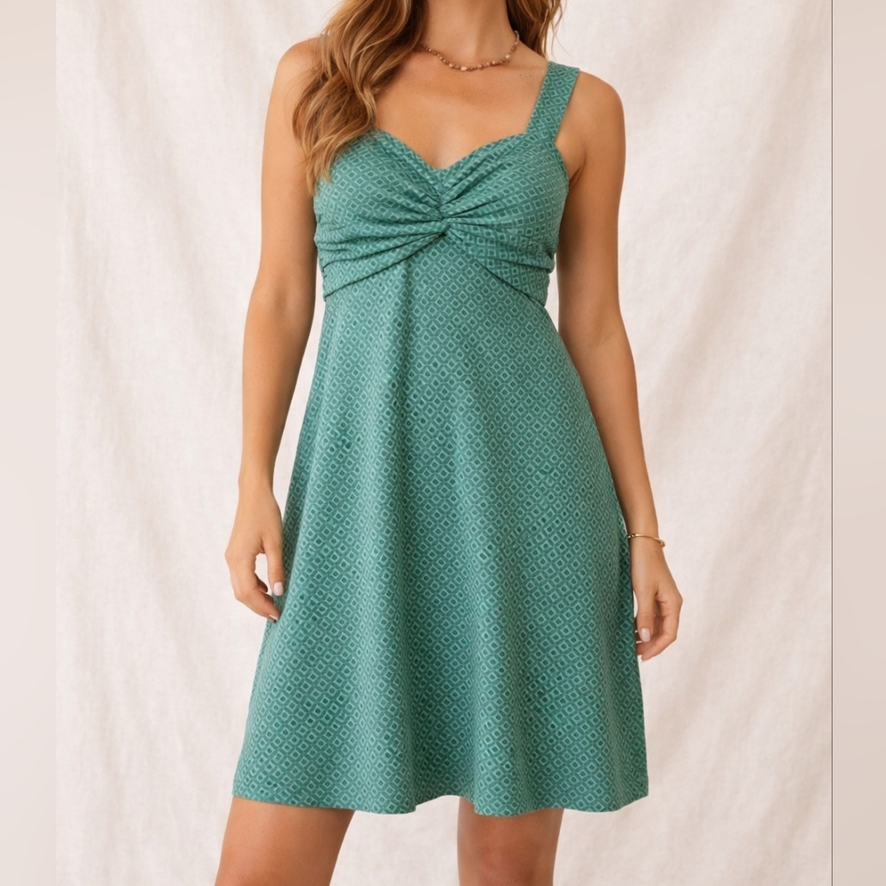 Moshiki Organic Cotton Teal "Thai Twist" Dress, M, Sustainable, Eclectic